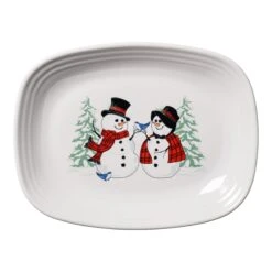 Fiesta Snowman And Snowlady Rectangular Platter