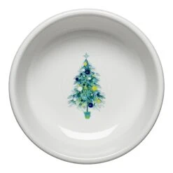 Fiesta Blue Christmas Tree On White Small Bowl