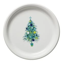 Fiesta Blue Christmas Tree On White Bistro Buffet Plate