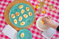 Fiesta Egg Plate/Tray -Decorated Fiesta Store EggTray Turquoise deviledeggs